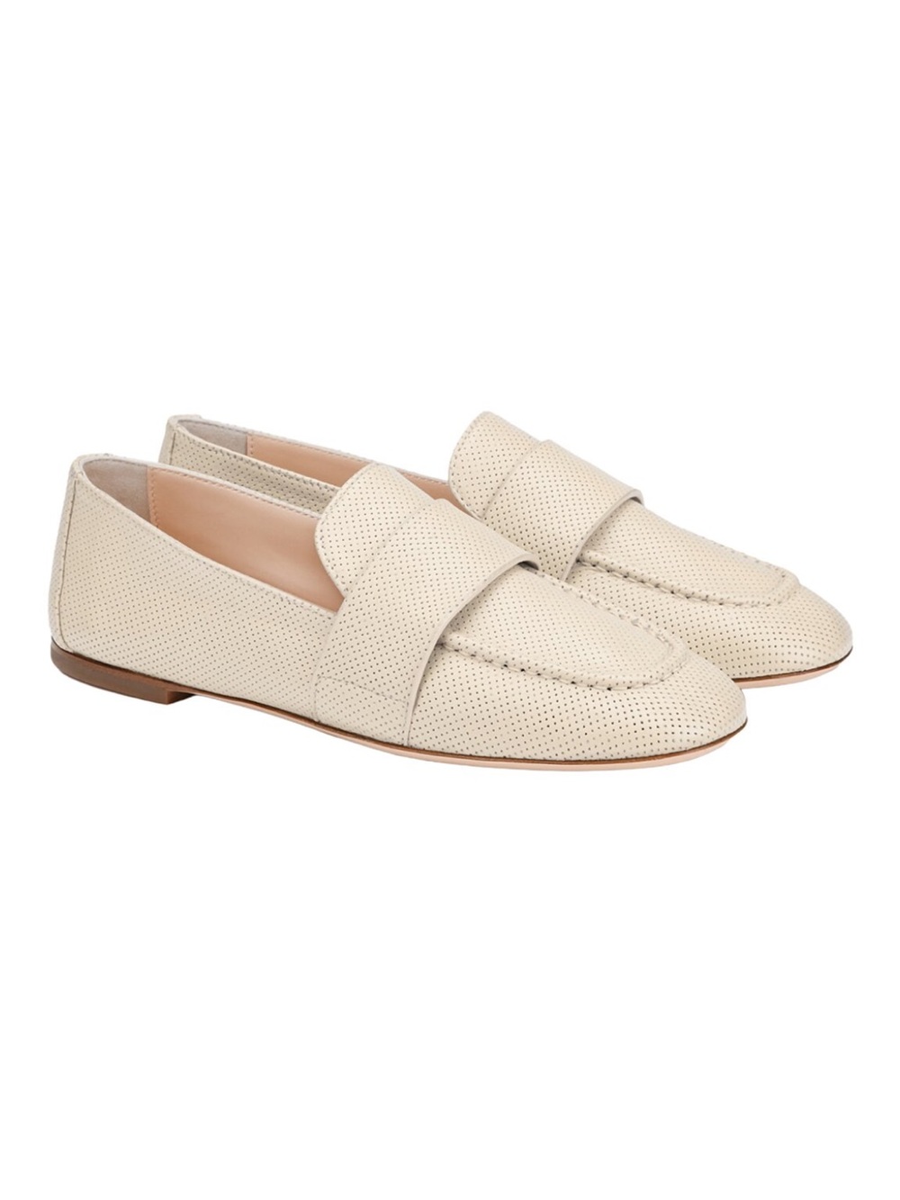 AGL Cream Perforated Leather Penny Loafers 40